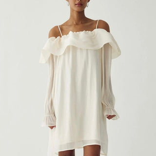 Vintage white Miya ruffle sheer dress *NEW*