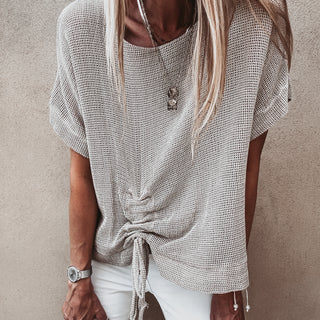 Lilly TAUPE blouse with rouche tie *NEW*
