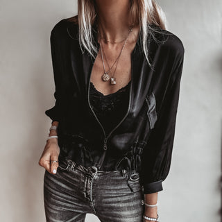 BLACK Satin bomber top *NEW*