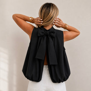 Bella Black blouse with bow on back *NEW*