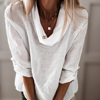White Lili linen top with cowl neck *NEW*