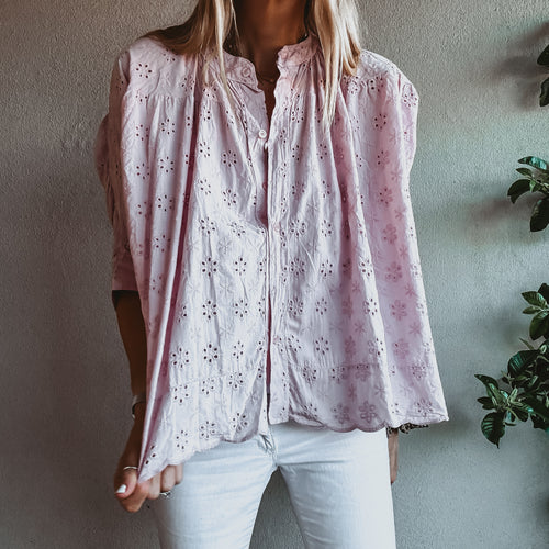 Dusty pink Pompano Broderie floaty Blouse *NEW*