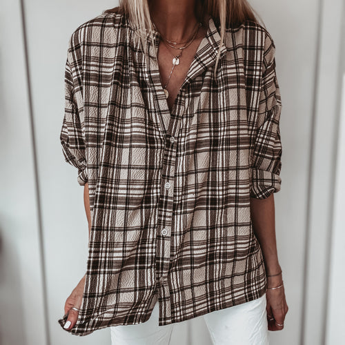 Brown Boyfriend check shirt *NEW*