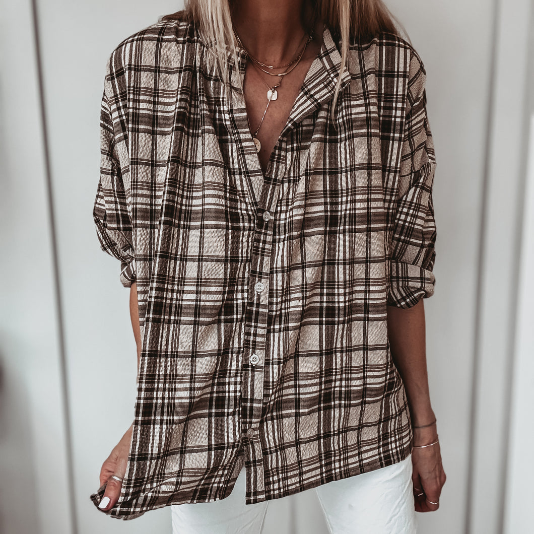 Brown Boyfriend check shirt *NEW*