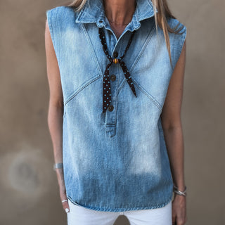 Bandeau tie denim blouse  *NEW*