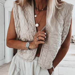 Caleb beige quilted gilet *NEW*