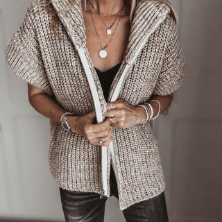 LIGHT BROWN Zip knit *NEW*