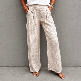 Beige pinstripe linen joggers *NEW*