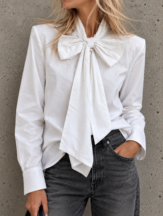 Bria WHITE bow blouse *NEW*