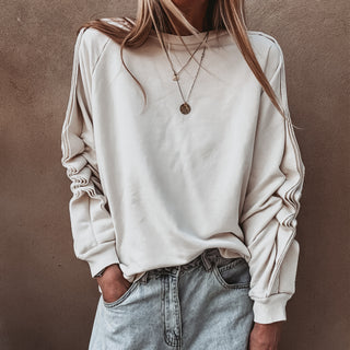 Vintage white ruffle sleeve sweatshirt *NEW*