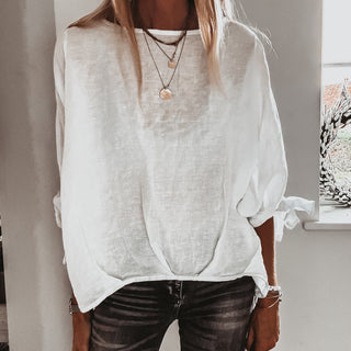 WHITE Leila linen top with bows *NEW*