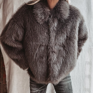 Faux fur LIGHT BROWN GREY jacket *NEW*