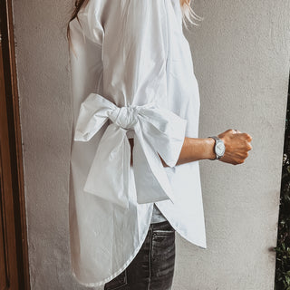 WHITE bow sleeve blouse *NEW*