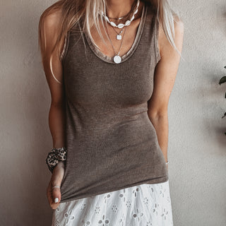 IBIZA TOWN tank top WASHED CHOCOLATE *NEW*