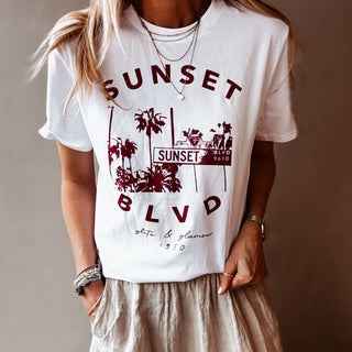 Sunset blvd tee MAROON *boyfriend fit*