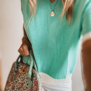 Turquoise V neck