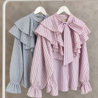 Frieda PALE BLUE bows & frills blouse *NEW*