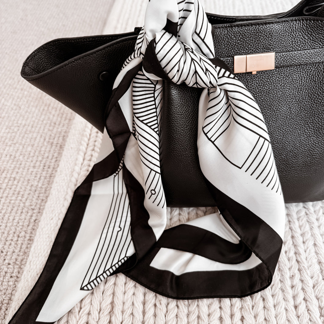 Monochrome satin bandana scarf