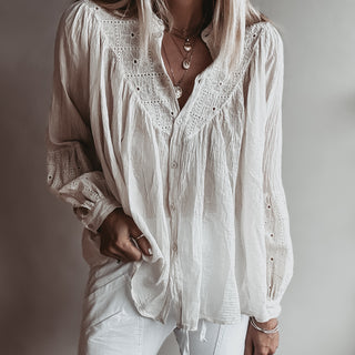 VINTAGE WHITE floaty flower blouse *NEW*