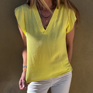 Sicilian lemon yellow ruffle sleeve tee *NEW*