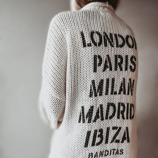 Cream / black Cities Cardigan *NEW*