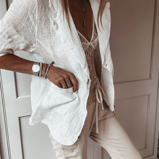 WHITE linen blouse blazer *NEW*