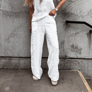 White SULTAN LINEN ULTIMATE joggers *NEW*