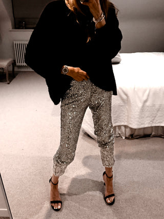 SILVER Sequin joggers