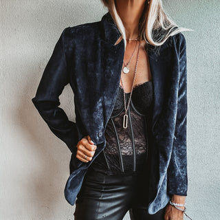 Navy Lyon velvet blazer