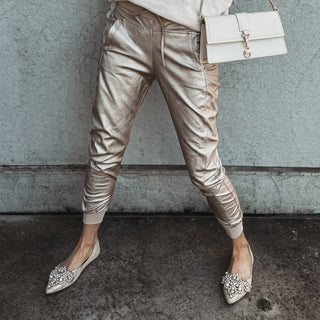 Full faux leather CHAMPAGNE GOLD ULTIMATE joggers