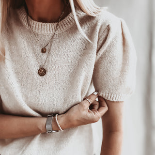 Vintage white Liliana knit with puff sleeves *NEW*