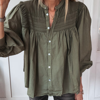 Khaki Pennie pleated blouse *NEW*