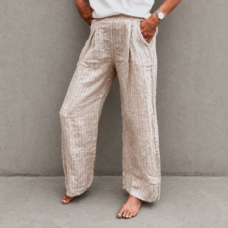 Beige pinstripe linen joggers *NEW*