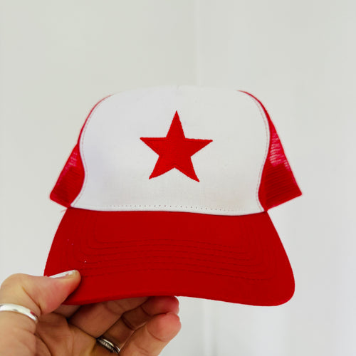 RED / WHITE STAR baseball cap *NEW*