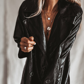 Oswega Black faux patent leather boyfriend blazer *NEW*
