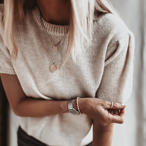 Vintage white Liliana knit with puff sleeves *NEW*