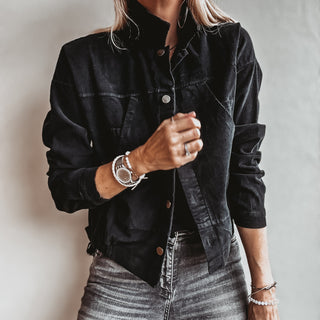 Corduroy military BLACK jacket *NEW*