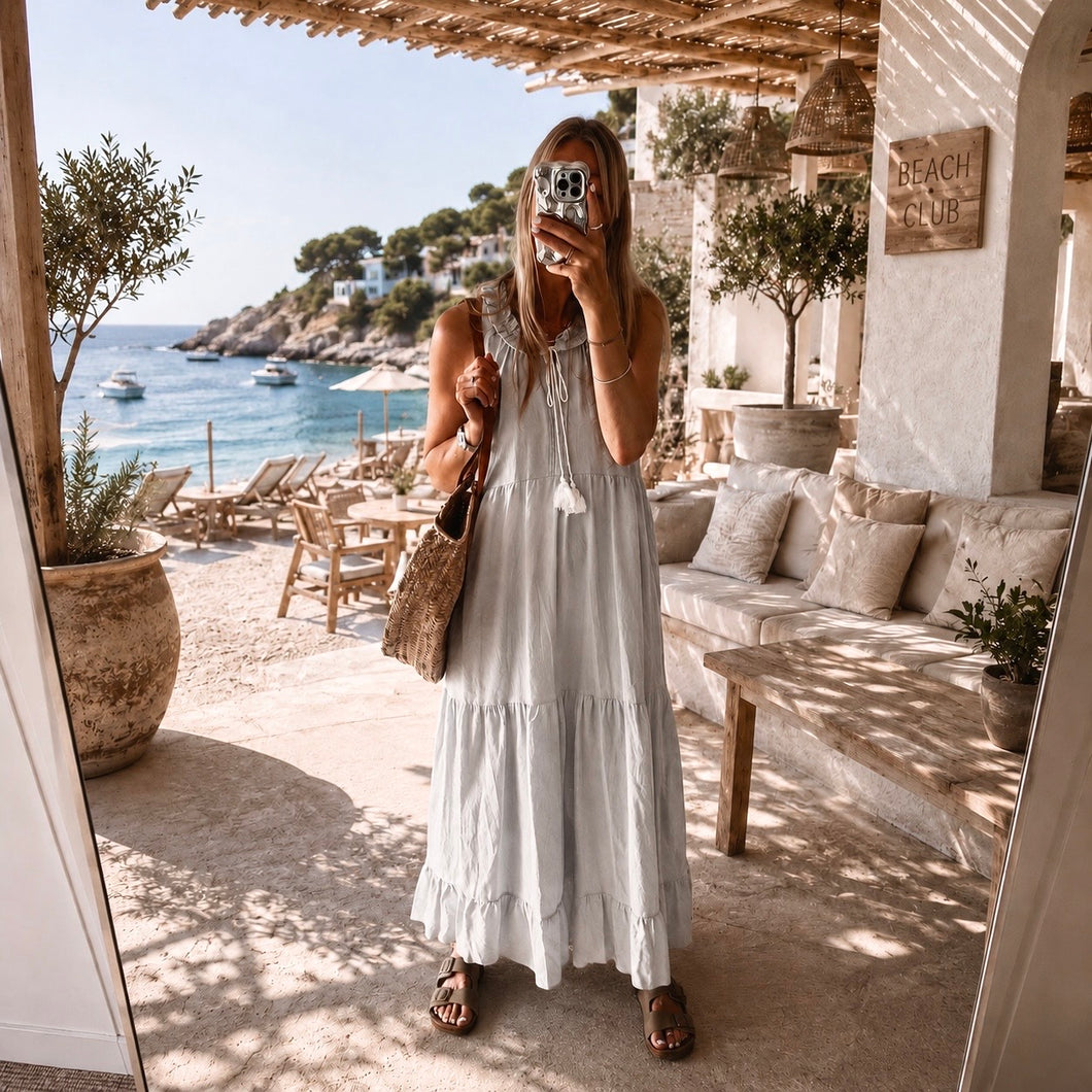 Light denim blue ruffle dress *NEW*