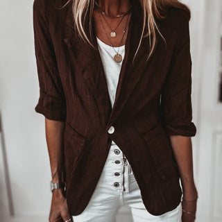 BROWN linen blouse blazer *NEW*