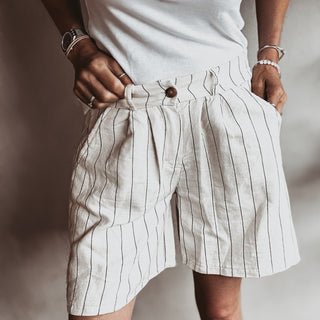Pinstripe linen shorts CREAM *NEW*