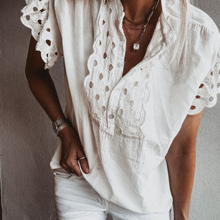 Ria CREAM ruffle blouse  *NEW*
