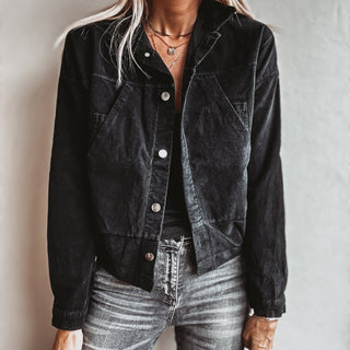 Corduroy military BLACK jacket *NEW*