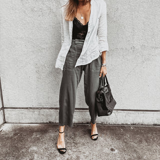 Slouchy Charcoal jogger jeans with pockets