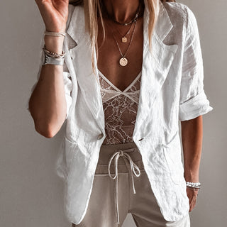 WHITE linen blouse blazer *NEW*