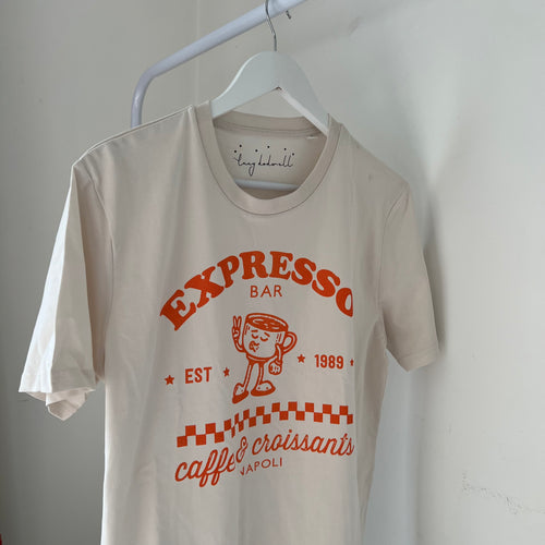 Vintage White Rusty orange Expresso tee
