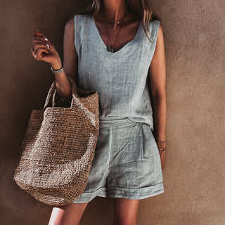 Pale blue Simona linen shorts *NEW*
