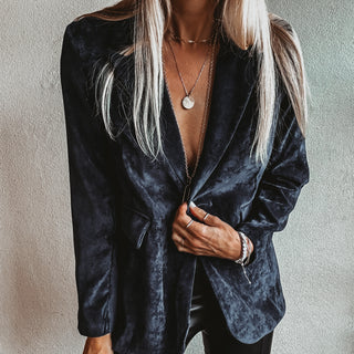 Navy Lyon velvet blazer