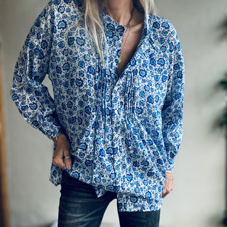 Jaipur blue flowers blouse *NEW*