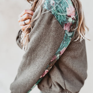 Khaki floral bomber blazer *NEW*