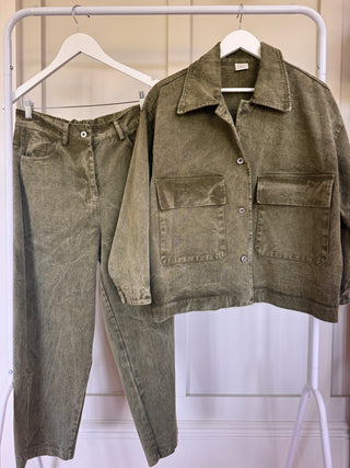 Washed olive denim jacket *NEW*